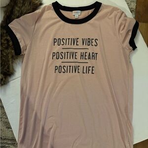 LuLaRoe Pink Positive Vibes Tee